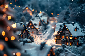 Cozy Snowy Village Lights