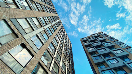 Architecture and real estate, modern residential apartment building with large panoramic windows