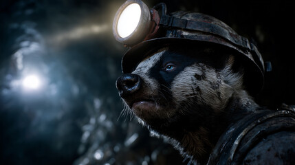 Diver Dog in Dark Cave