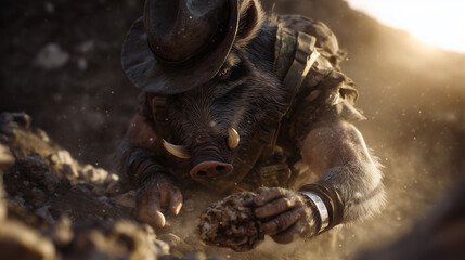 Warrior Pig in Action
