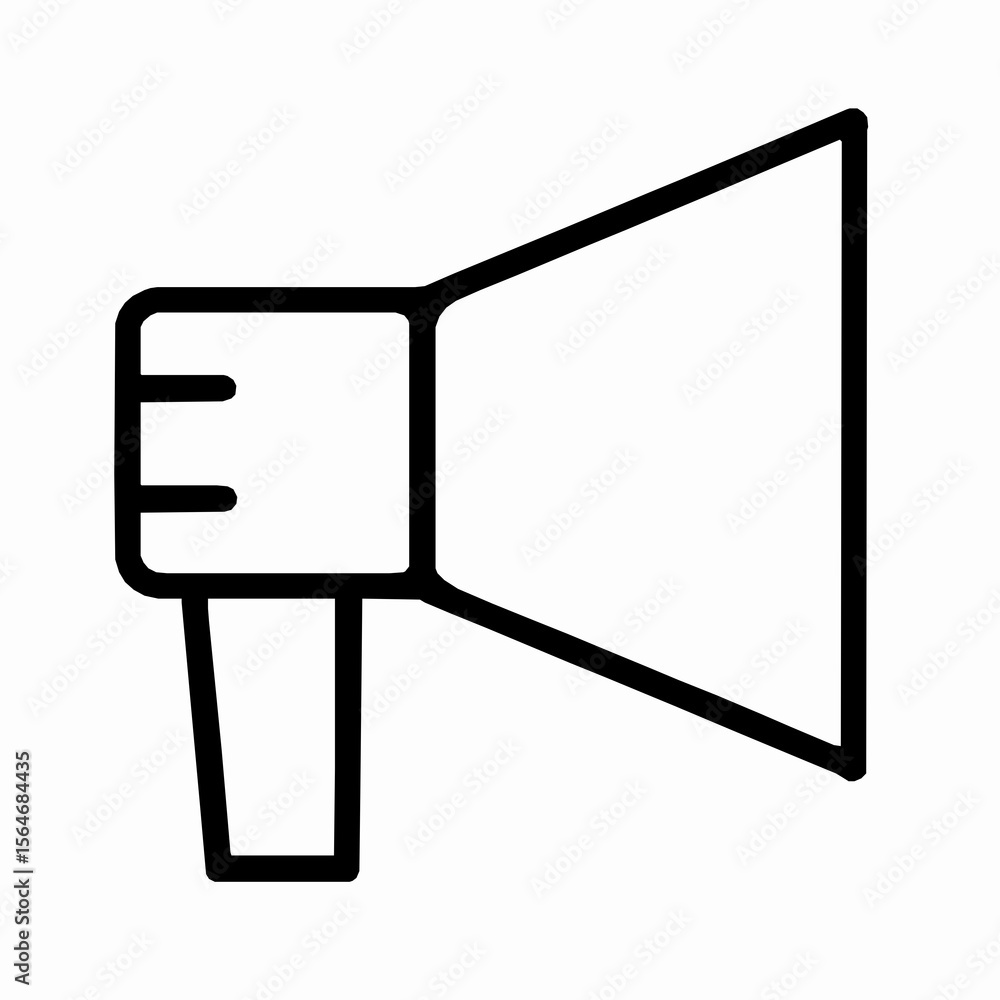 Poster simple black outline loudspeaker icon representing communication and amplification of information