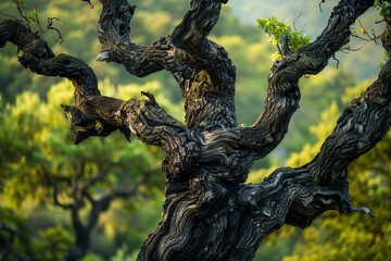 Ancient Gnarled Tree with Bark Detail
