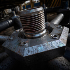 Industrial Metal Pipe Fitting Close-Up