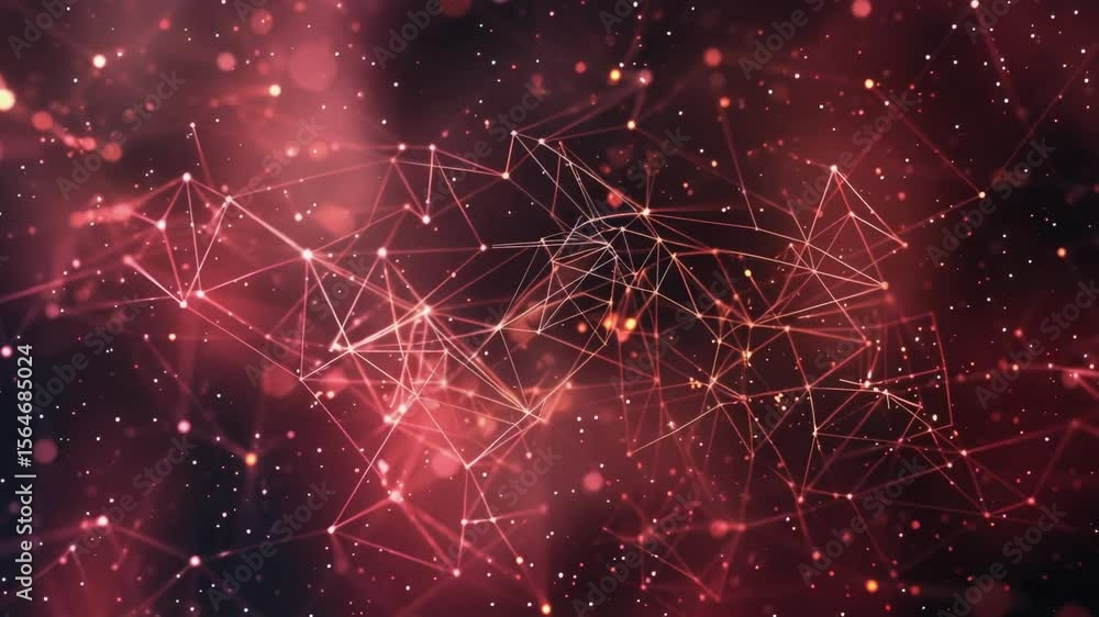 Poster Geometric design featuring a red background with dots and lines
