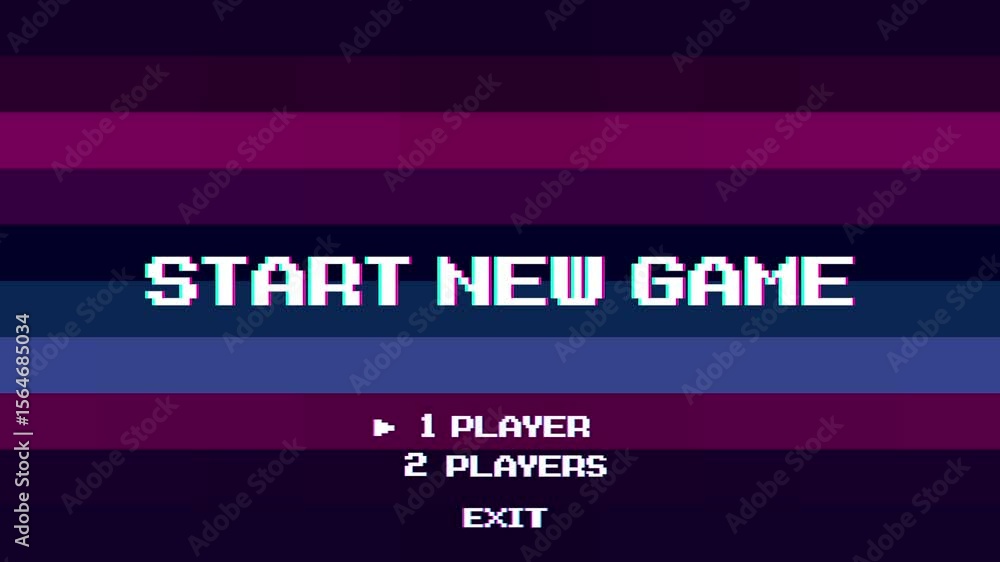 Poster start new game play .synthwave wireframe net illustration. pixel art .8 bit game. retro game. for ga