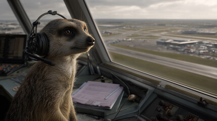 Dog Pilot in Cockpit