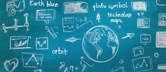 Hand-drawn numbers on a blackboard symbolize a connected global information network