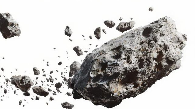 A large rock falls from the ground in a natural landslide scene