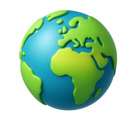 Cute 3D Green and Blue Earth Icon, Eco Friendly Planet Concept