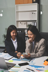 Accounting company provide finance and taxation planning for profitable cash flow, Auditor and accountant team working in office, analyze financial data and accounting record with calculator.Insight