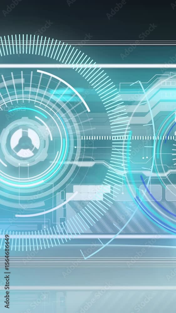 Poster animation of scopes scanning and data processing over digital screen