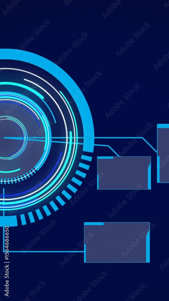 Poster animation of scopes scanning and data processing on digital screen