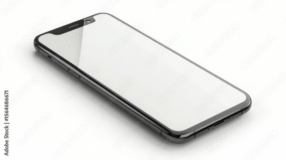Poster A close-up shot of a cell phone on a white surface, suitable for use in presentations or e-commerce product displays