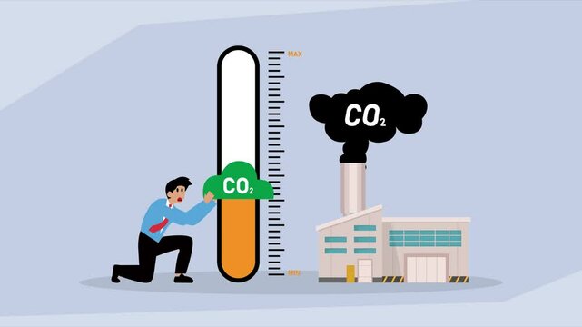 Reducing CO2 Emissions from Factory cartoon animation