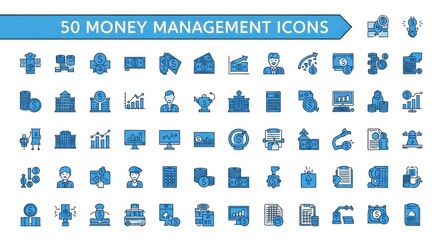 Collection of Fifty Financial Management Icons for Digital Platforms