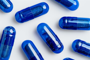 Blue Capsules with Glitter Effect