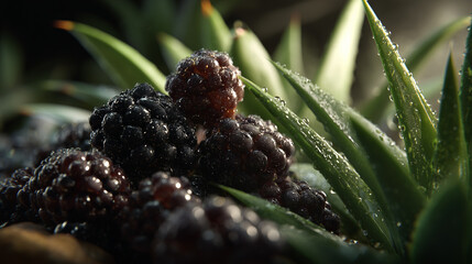 Juicy Blackberries with Dew