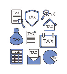 Tax-Related Icons Finances, Accounting, and Financial Planning Concepts