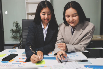 Accounting company provide finance and taxation planning for profitable cash flow, Auditor and accountant team working in office, analyze financial data and accounting record with calculator.Insight