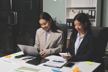 Accounting company provide finance and taxation planning for profitable cash flow, Auditor and accountant team working in office, analyze financial data and accounting record with calculator.Insight