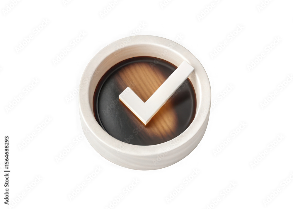 Aufkleber Realistic 3d rendering of a white checkmark inside a circular frame isolated on transparent background