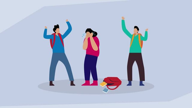 bullying or peer harassment, highlighting the emotional impact on the victim cartoon animation