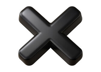 Obraz premium Glossy black letter x symbol isolated on transparent background