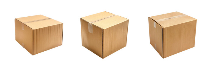 Sealed Brown Cardboard Boxes Isolated on a transparent background Generative AI