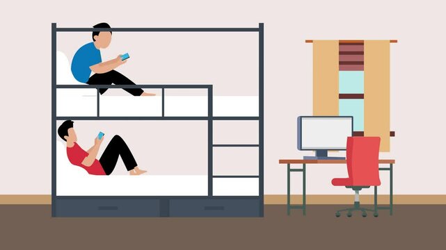 Student Hostel Room Life cartoon animation