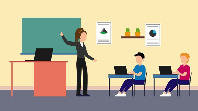 Modern Classroom Learning cartoon animation