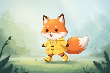 これで雨が来ても大丈夫！可愛らしいキツネのお散歩。