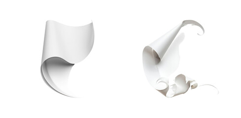Elegant paper scrolls floating in the void, pristine delicate transparent background  