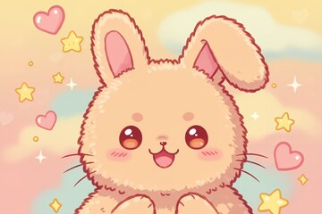 大きな瞳と垂れ耳が可愛らしい、ウサギが、何かを期待していて待っている。