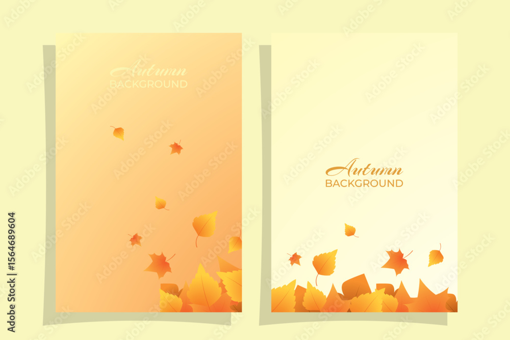 Poster abstract autumn background with soft gradient, autumn background with falling leaves