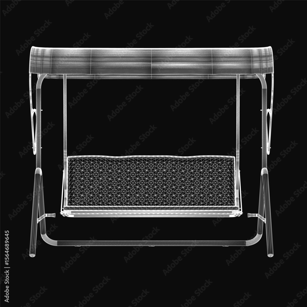 Poster a 3d rendered swing chair stands out against a black background with realistic textures and clean li