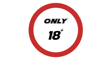 18+ Age Restriction Sign with Bold Typography and Red Warning Circle
