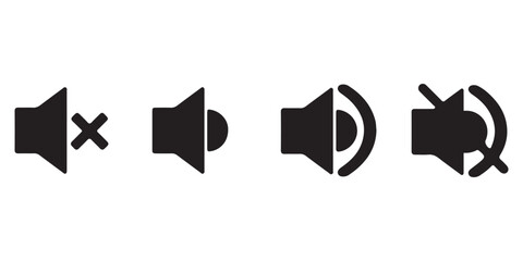 Mute vector icon set in black and blue circle. Microphone icon set with different style. 