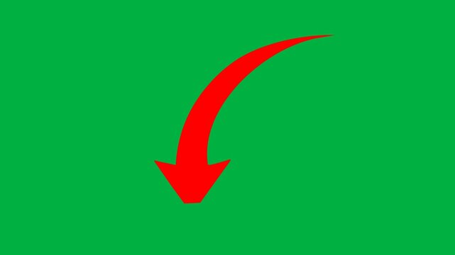 Animated Red Down Arrow Video - Decline Loss Decrease Trend Symbol, arrow going down stock icon on white background. Bankruptcy, financial market crash, downward trend, downward red arrow