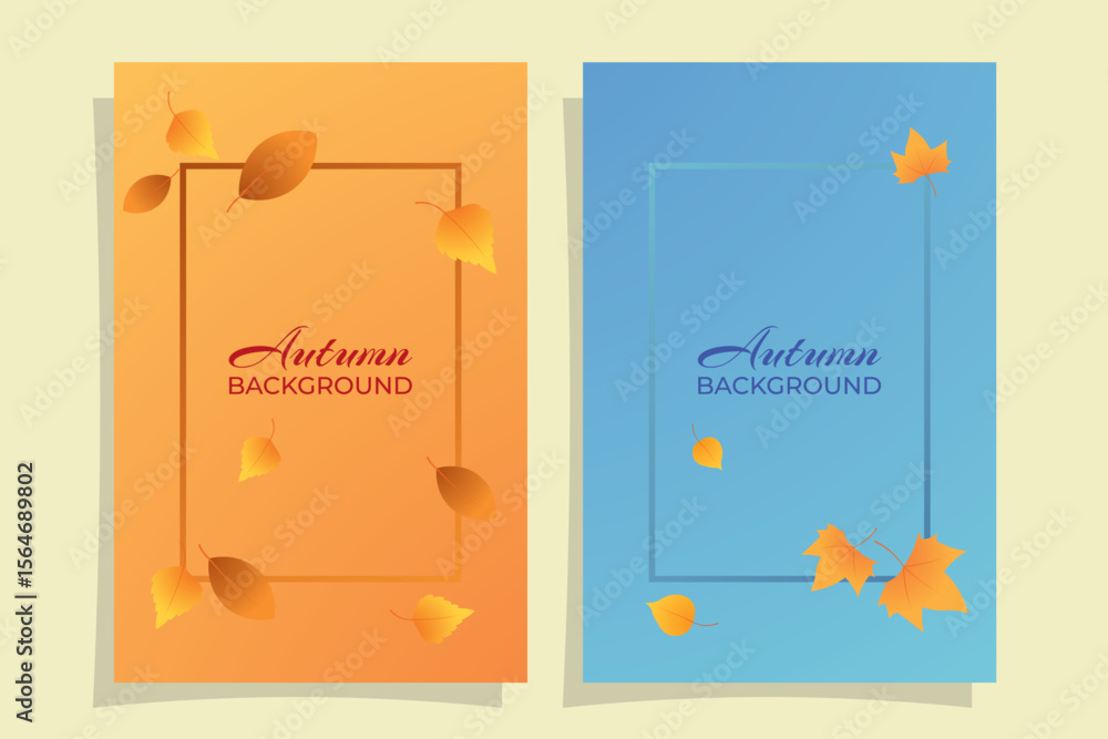 Poster abstract autumn background with soft gradient, autumn background with falling leaves