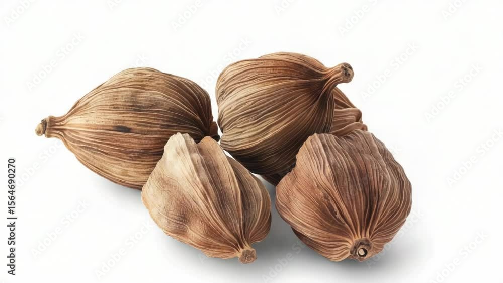 Poster A cluster of dried garlic bulbs arranged neatly on a white surface