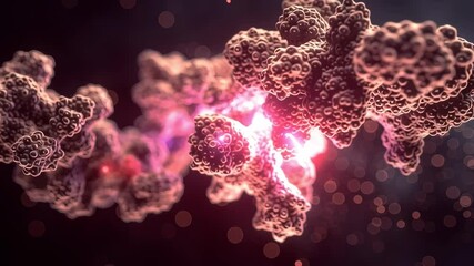 Close-up of Antibody Drug Conjugate Docking to Cell for Biomedical Research and Analysis