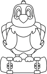 Parrot Skater Skateboard Animal Vector Graphic Art Illustration