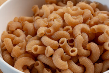 A closeup view of a bowl gluten-free macaroni.