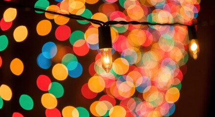 Festive String Lights Creating a Warm and Colorful Atmosphere