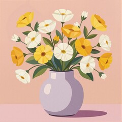 a vibrant bouquet of flowers arranged in a blue vase