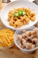 A view of an entree of butternut squash mac and cheese.