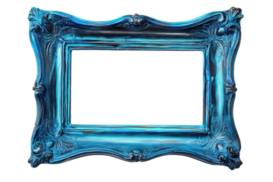 Stylish blue frame with a transparent interior and background display, perfect for showcasing art or loved ones in a modern decor setting