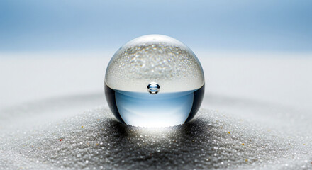 Crystal Ball on Sand A Study in Light and Reflection