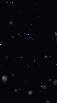 Animation of snow falling over white cross on black background