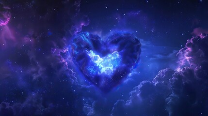 Heart In Indigo Cosmic Sky For Valentine's Day